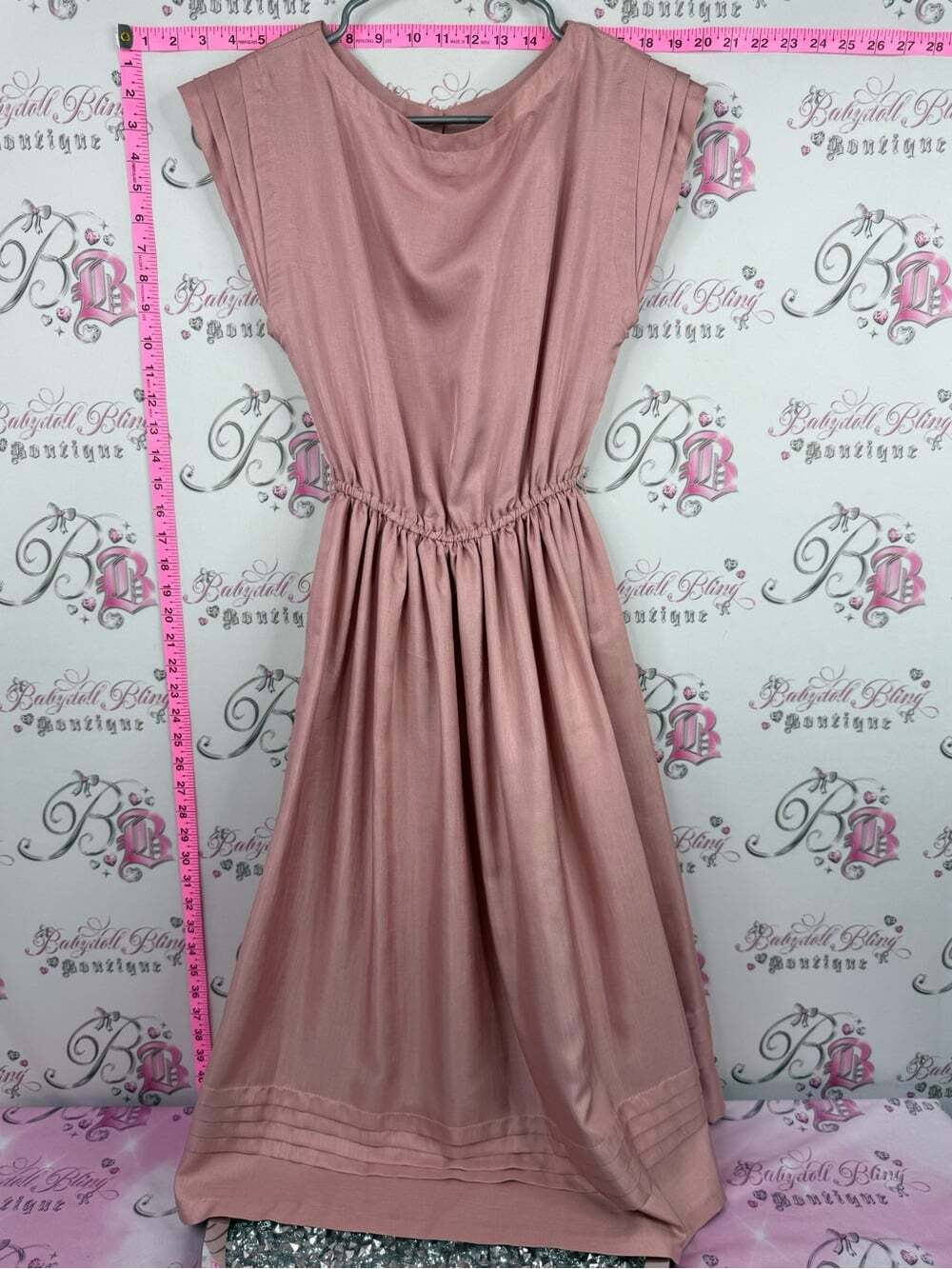 EM ELLE DRESS vintage Sleeveless Dress in Dusty Rose with Gathered Waist
